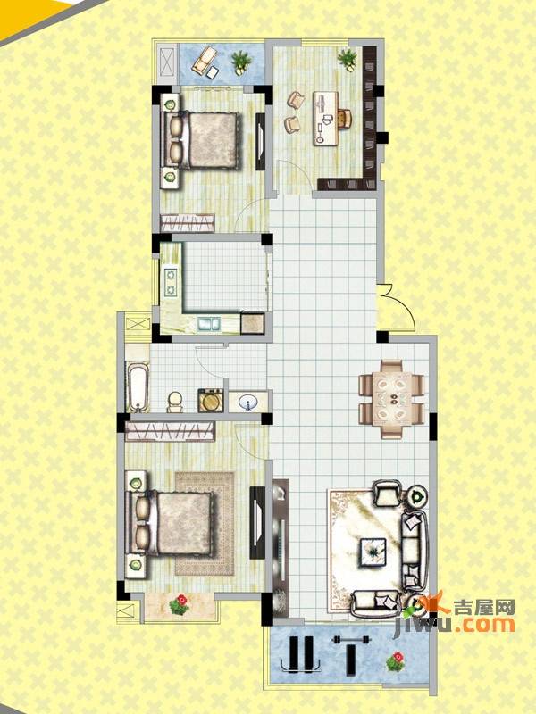 四季绿苑3室2厅1卫112.9㎡户型图