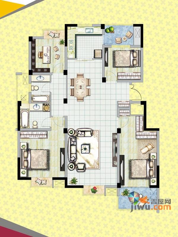 四季绿苑4室2厅2卫147.8㎡户型图