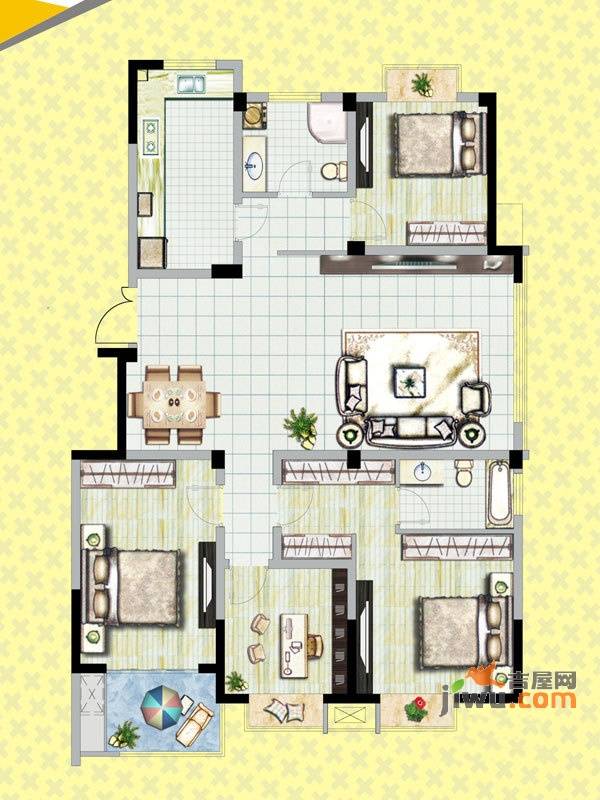 四季绿苑4室2厅2卫145.8㎡户型图