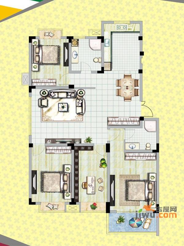 四季绿苑4室2厅2卫140.6㎡户型图