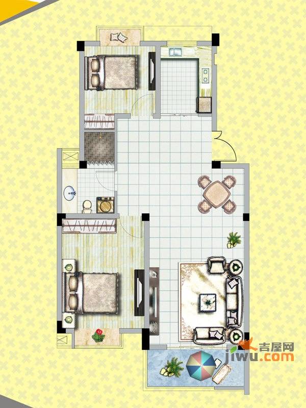 四季绿苑2室2厅1卫90.9㎡户型图