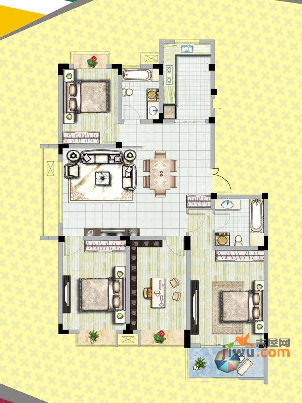 四季绿苑4室2厅2卫138㎡户型图