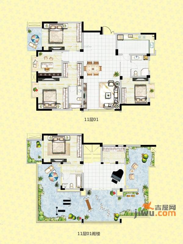 四季绿苑5室3厅3卫208.1㎡户型图