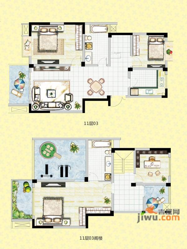 四季绿苑3室3厅2卫163.2㎡户型图