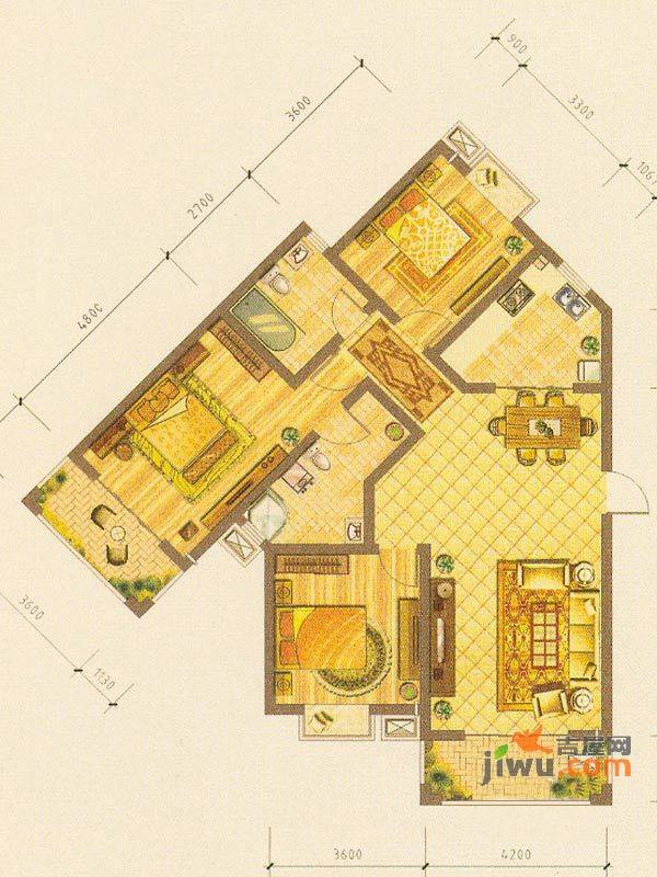 恒盛泰晤士印象3室2厅2卫127㎡户型图