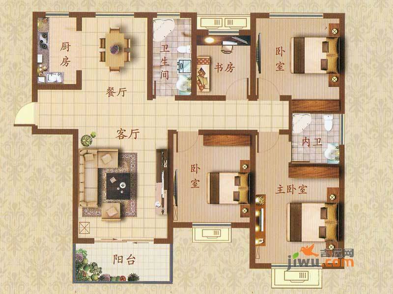 文华名邸4室2厅2卫137.1㎡户型图