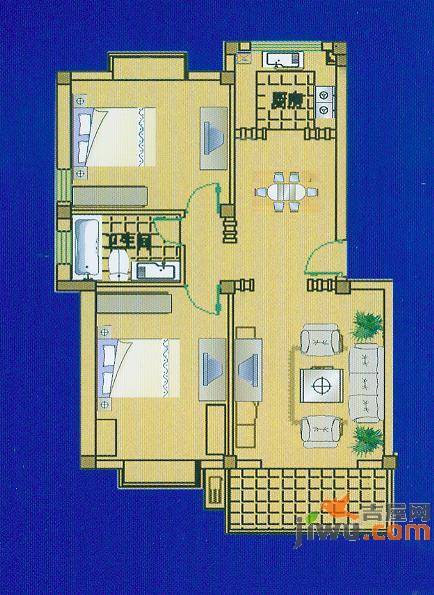 华德名人世家2室2厅1卫99㎡户型图