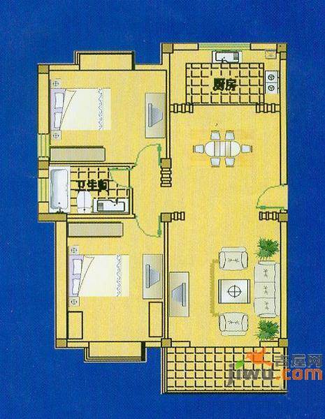 华德名人世家2室2厅1卫106㎡户型图