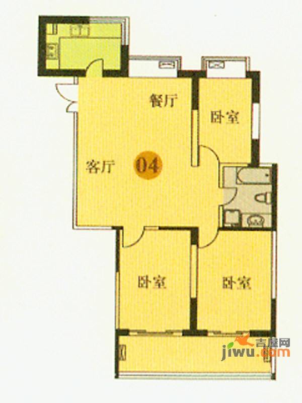 盛荟3室2厅1卫123㎡户型图