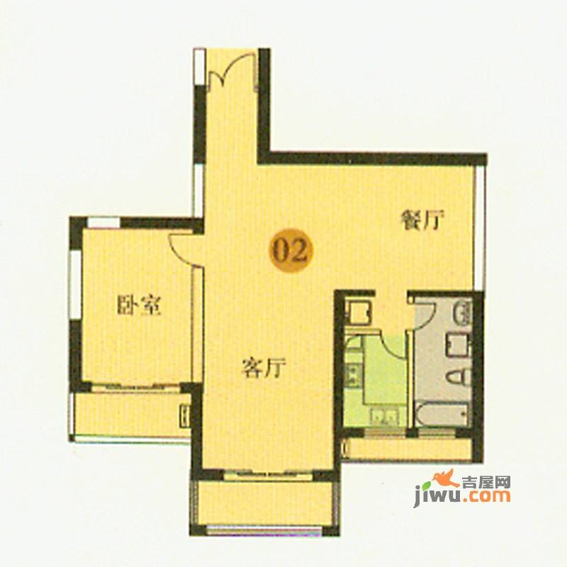 盛荟1室2厅1卫113㎡户型图