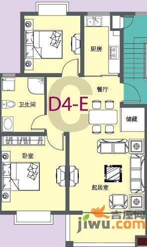 城市名人花园2室2厅1卫85.2㎡户型图