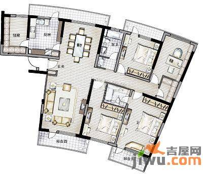 晏园玖珑城4室2厅2卫218㎡户型图