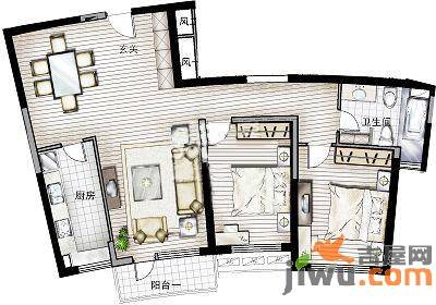 晏园玖珑城2室2厅1卫123㎡户型图