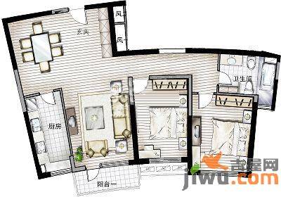 晏园玖珑城2室2厅1卫123㎡户型图