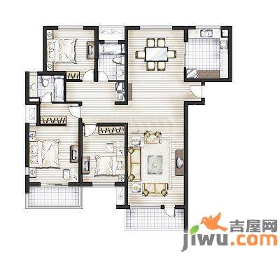 晏园玖珑城3室2厅2卫174㎡户型图
