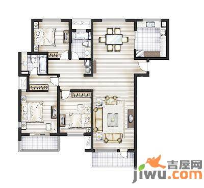 晏园玖珑城3室2厅2卫174㎡户型图