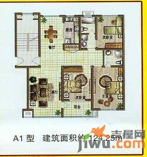 都市华庭2室3厅2卫124.3㎡户型图