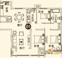 理想城1室2厅2卫134.2㎡户型图