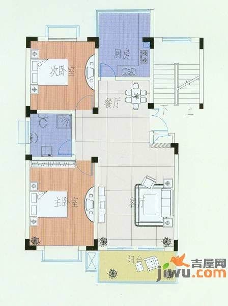 新华城市家园2室2厅1卫97.8㎡户型图