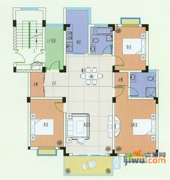 新华城市家园3室2厅2卫143.4㎡户型图