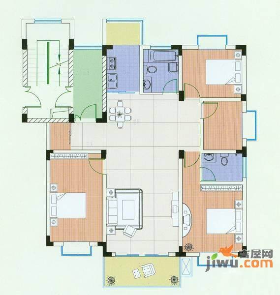 新华城市家园4室2厅2卫142㎡户型图