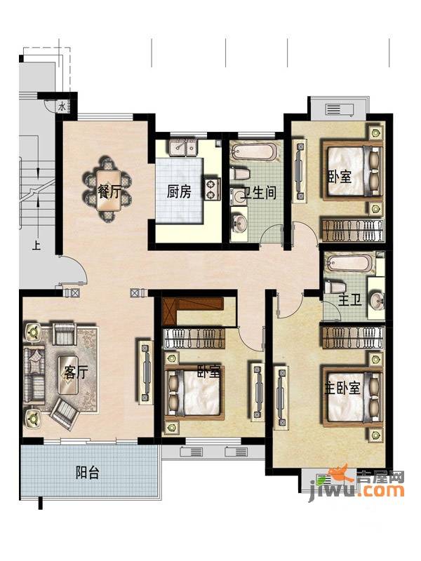 福宇凤凰华庭3室2厅2卫142㎡户型图