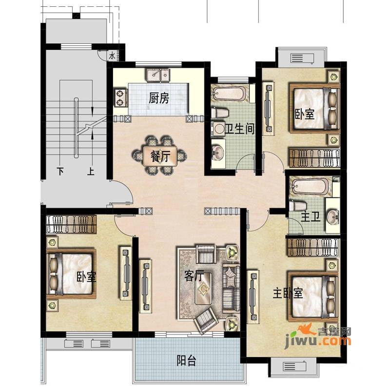 福宇凤凰华庭3室2厅2卫133㎡户型图