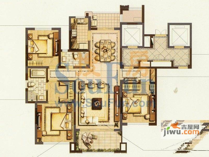 万濠华府3室2厅2卫165㎡户型图