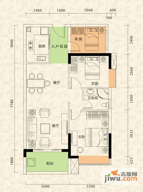 旭日印象5室2厅1卫81㎡户型图