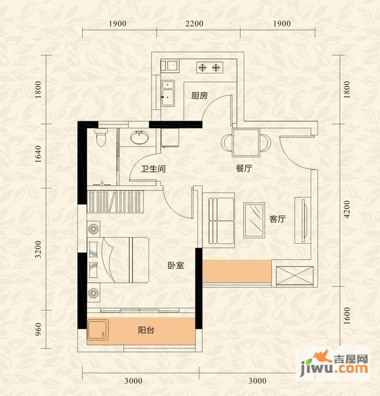 旭日印象5室2厅1卫42.4㎡户型图