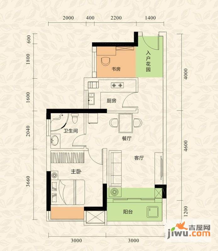 旭日印象4室2厅1卫51.5㎡户型图