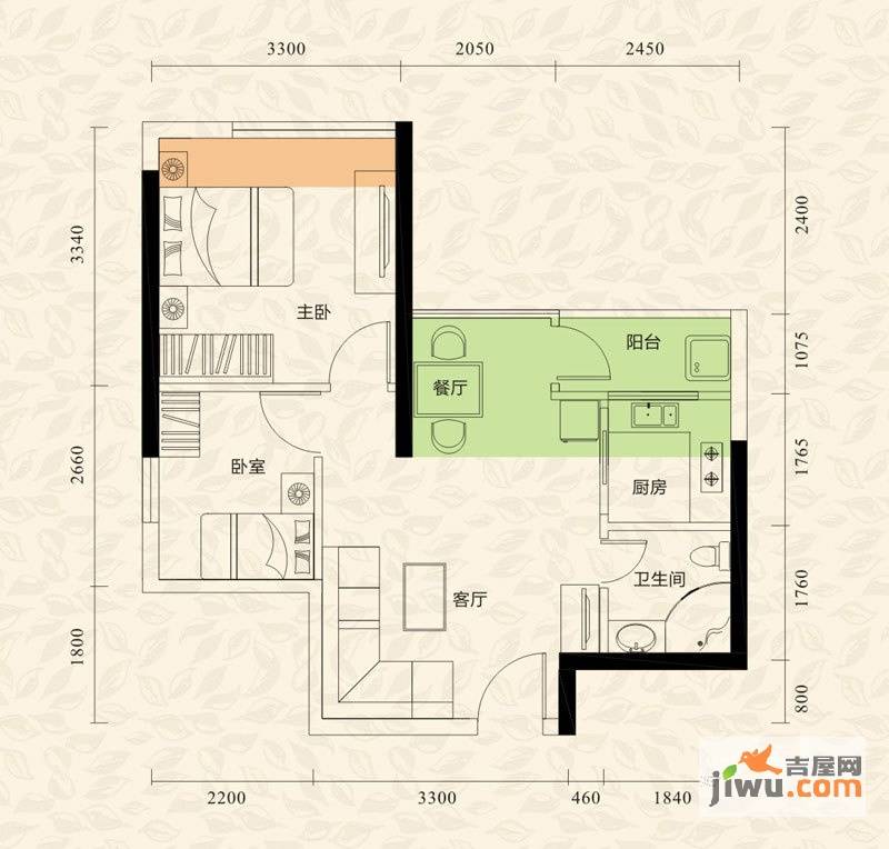 旭日印象6室2厅1卫52.1㎡户型图