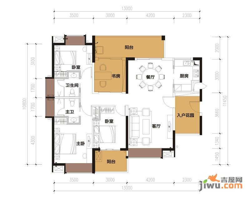 中珠九悦3室2厅2卫142.1㎡户型图