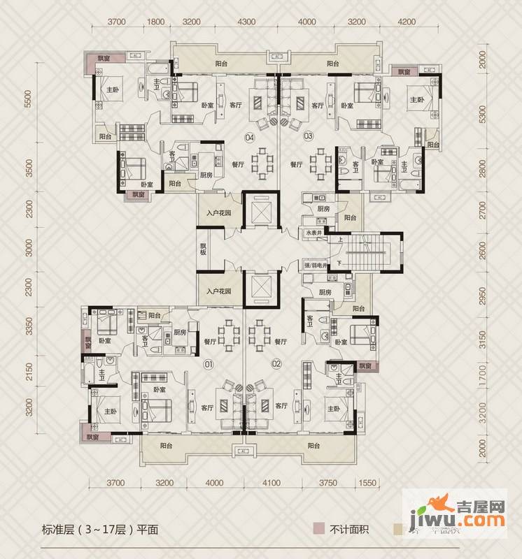 中环星座3室2厅2卫121.7㎡户型图