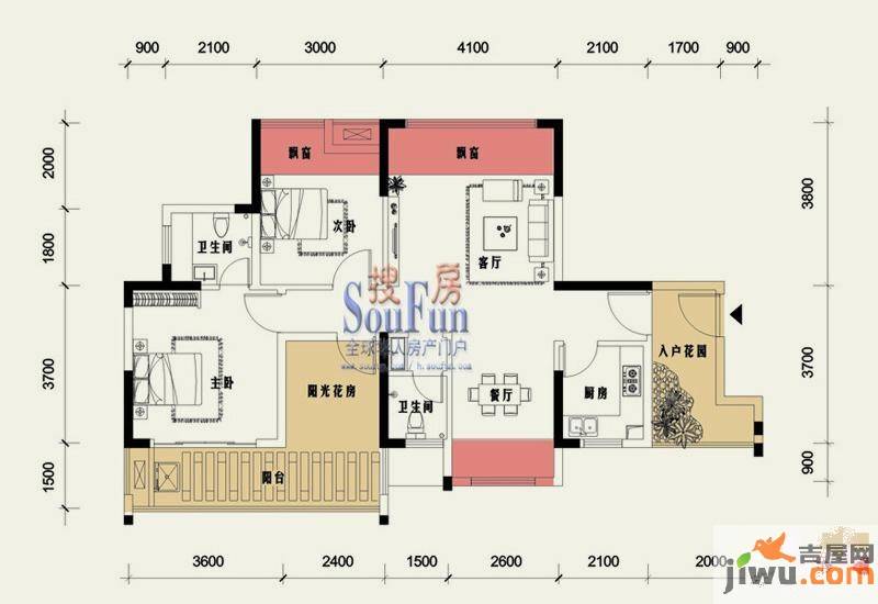 海岸豪苑5室2厅2卫92.5㎡户型图