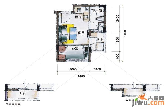 乾城美景4室1厅1卫20.8㎡户型图