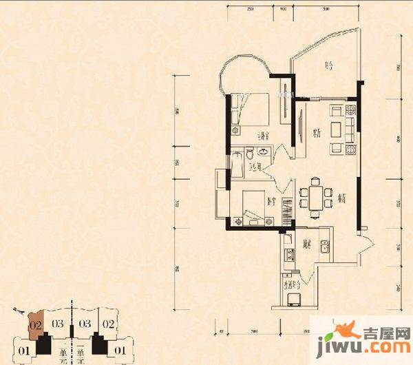 金域时代2室2厅1卫94㎡户型图