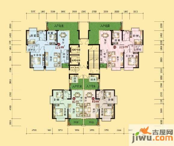 东方威尼斯3室2厅2卫125㎡户型图