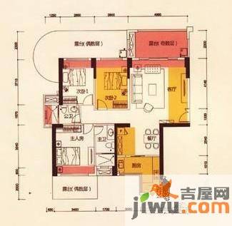 御景国际3室2厅2卫87.7㎡户型图