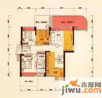 御景国际3室2厅2卫92.4㎡户型图