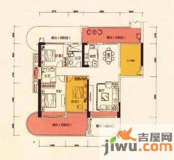 御景国际3室2厅2卫129.3㎡户型图