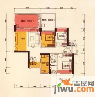 御景国际3室2厅2卫86.7㎡户型图