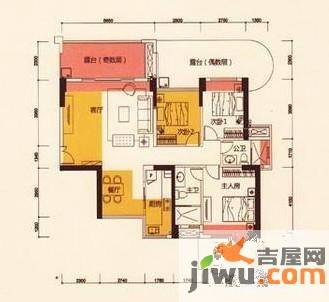 御景国际3室2厅2卫86.7㎡户型图