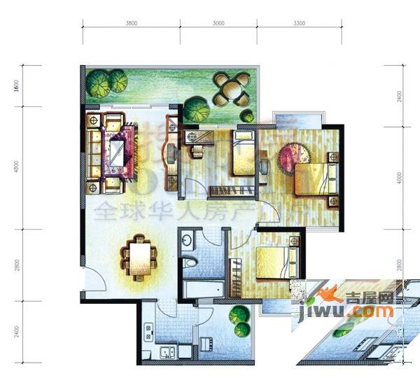 岭南世家一期4室1厅1卫81.2㎡户型图