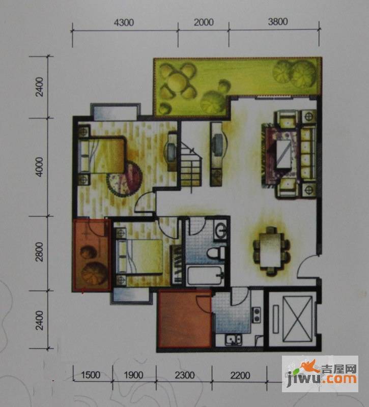 岭南世家一期2室2厅1卫167.2㎡户型图