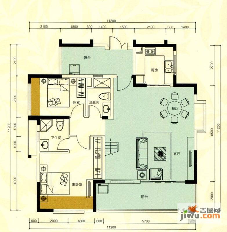 金鸿利嘉阁2室2厅2卫181.9㎡户型图