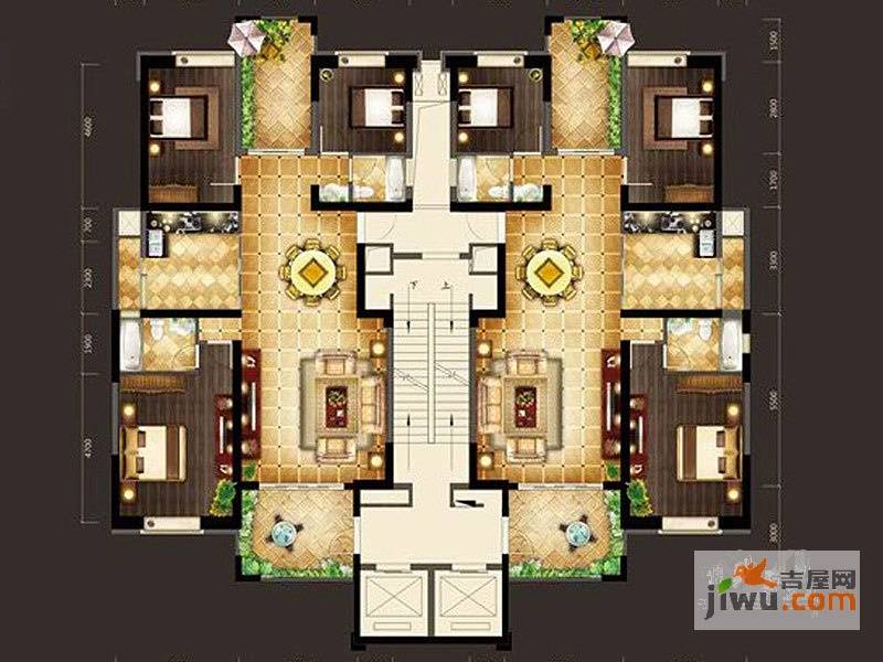 皇家御城2室2厅2卫153㎡户型图