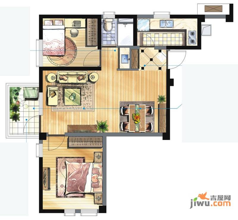 万科金域华府2室2厅1卫82㎡户型图