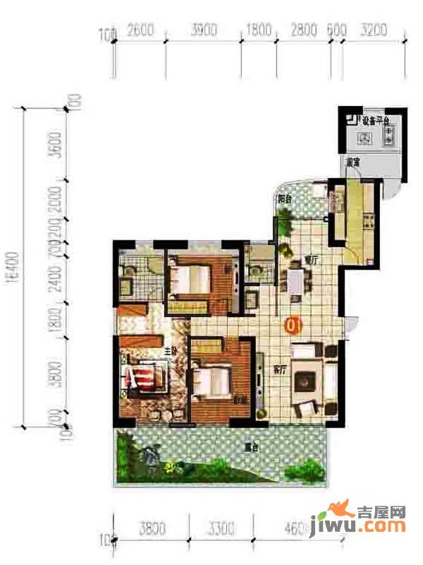 当代天境3室2厅1卫152.2㎡户型图