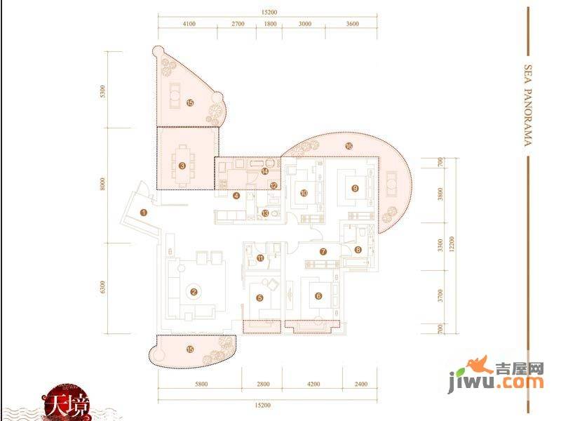 当代天境5室2厅3卫211㎡户型图